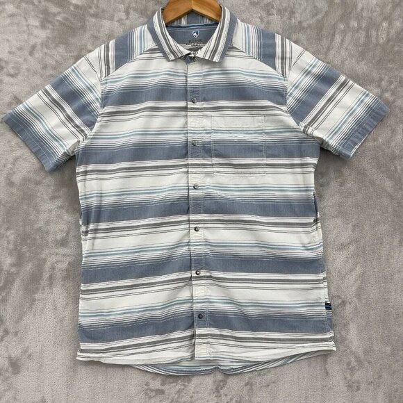Kuhl Intriguer Shirt Snap Front Short Sleeve Striped Hiking Shirt - Picture 1 of 13